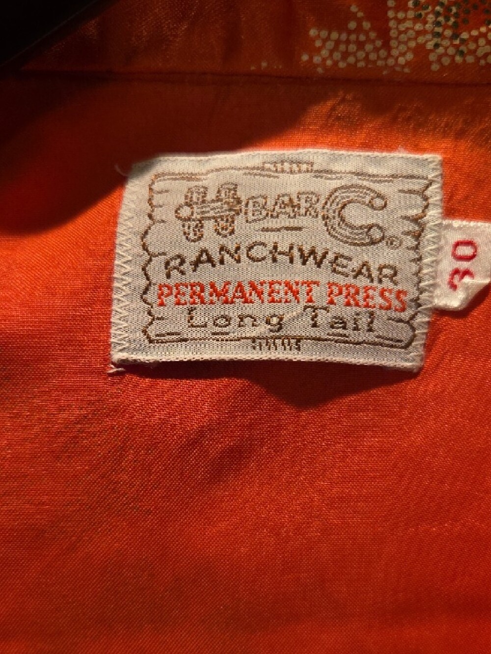 Women's Vintage Western H Bar C Orange Floral Satin Pearl Snap Shirt - Picture 8 of 8
